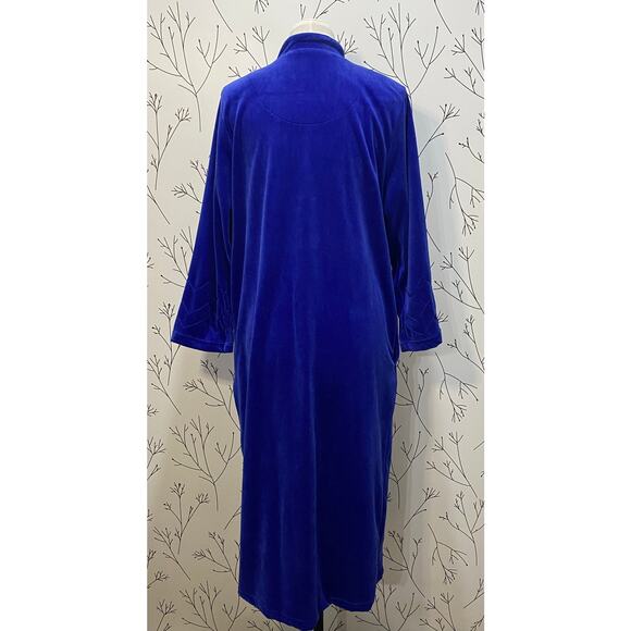 Cabernet Royal Blue Velvet Women's Pajama Robe - Picture 4 of 6